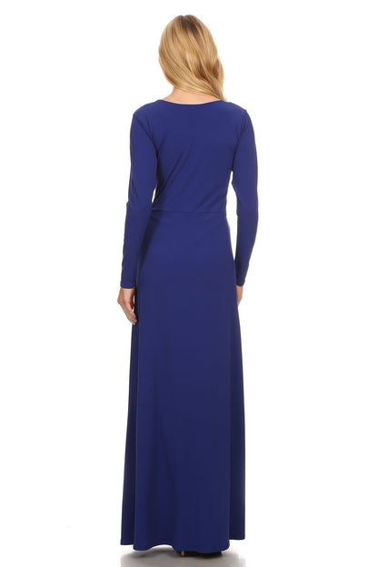 Women Solid Long Sleeve Maxi Dress in a relaxed Style Front Slit