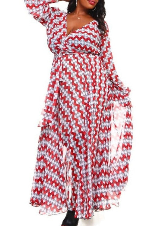 Hi Curvy Plus Size Women Multi Print Wrap Maxi Dress Made In USA