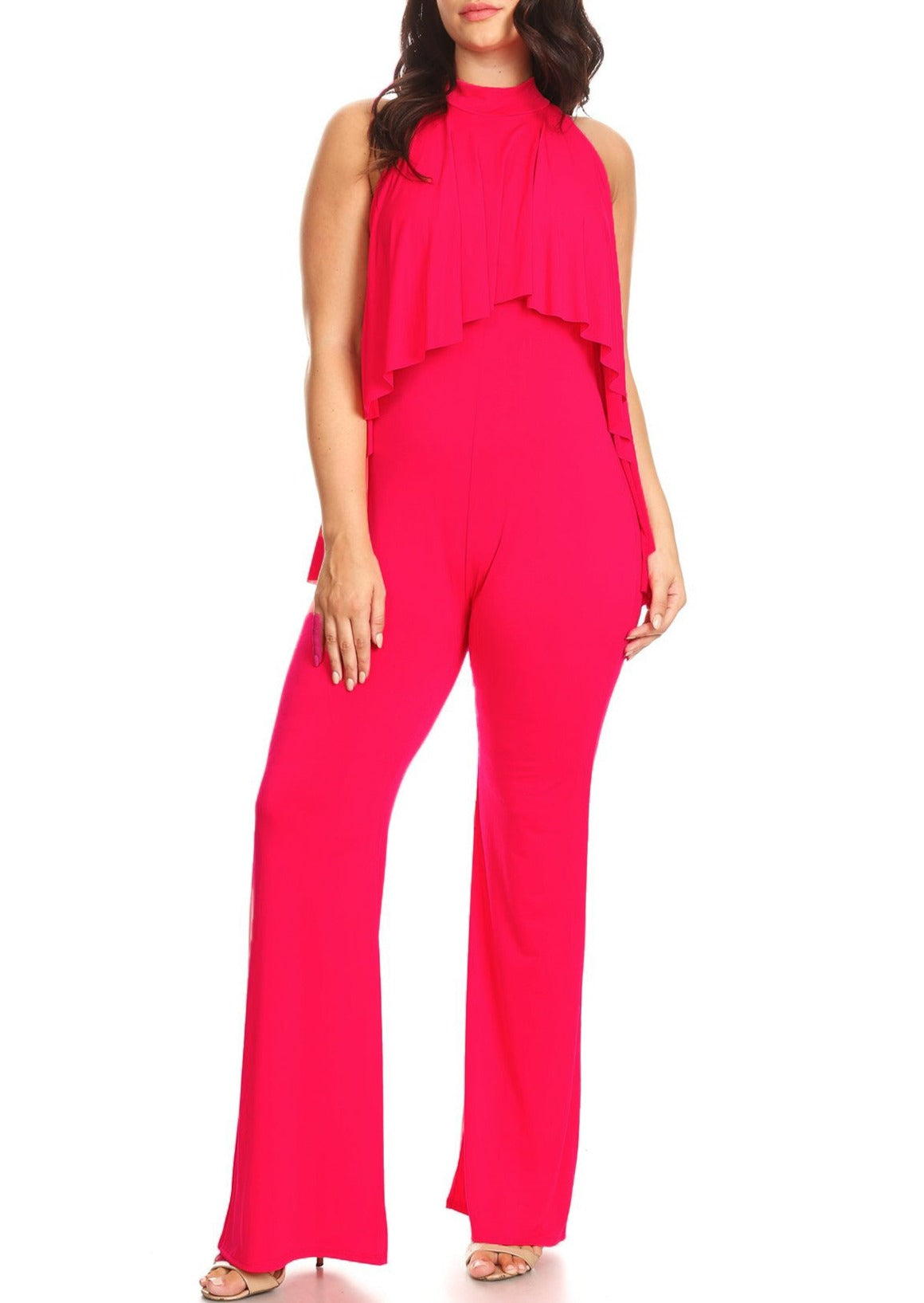 Hi Curvy Plus Size Women First Class Sleeveless Overlay Jumpsuit