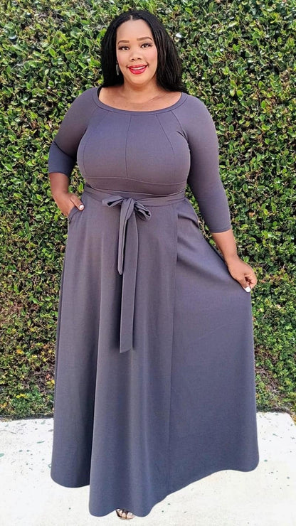 Plus Size Women Effortless Fit & Flare Maxi Dress