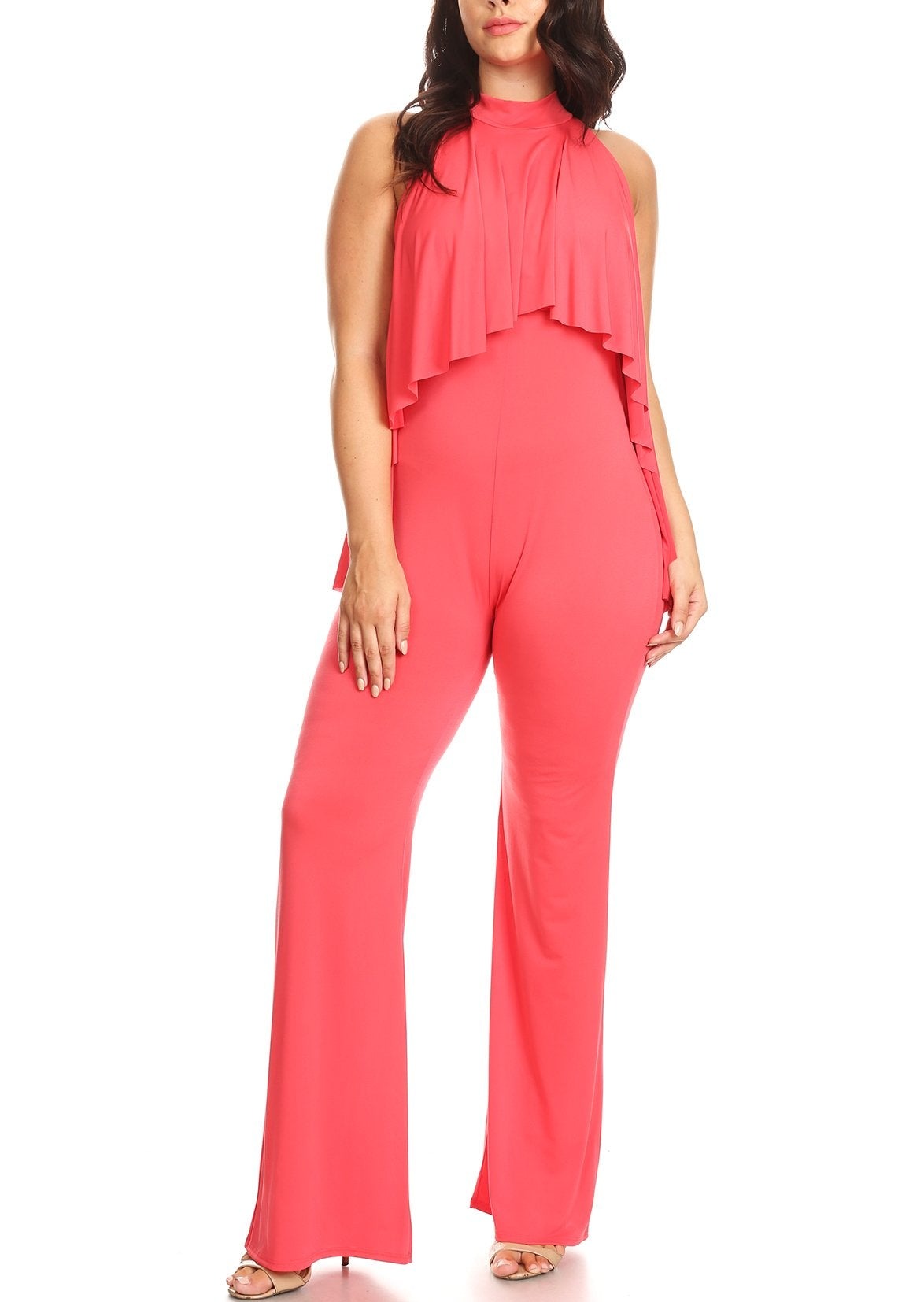 Hi Curvy Plus Size Women First Class Sleeveless Overlay Jumpsuit