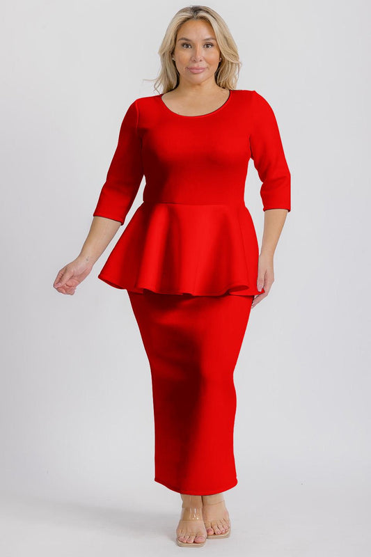 2956 long dress peblum