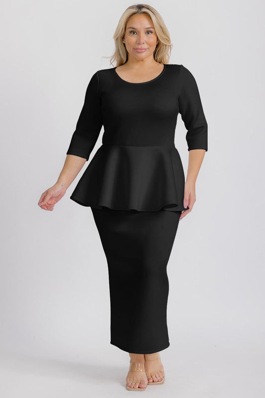 2956 long dress peblum