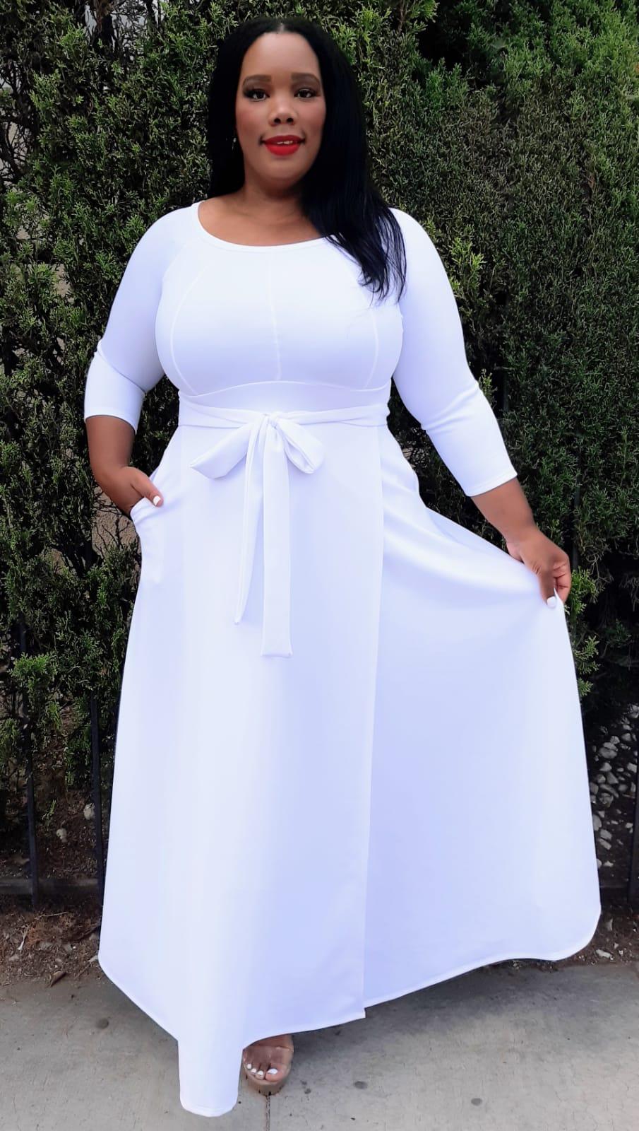 2072CP Plus Size Women Effortless Fit & Flare Maxi Dress