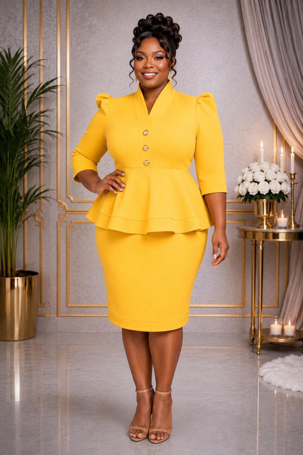 3033 BUTTON COLLAR PLUS DRESS