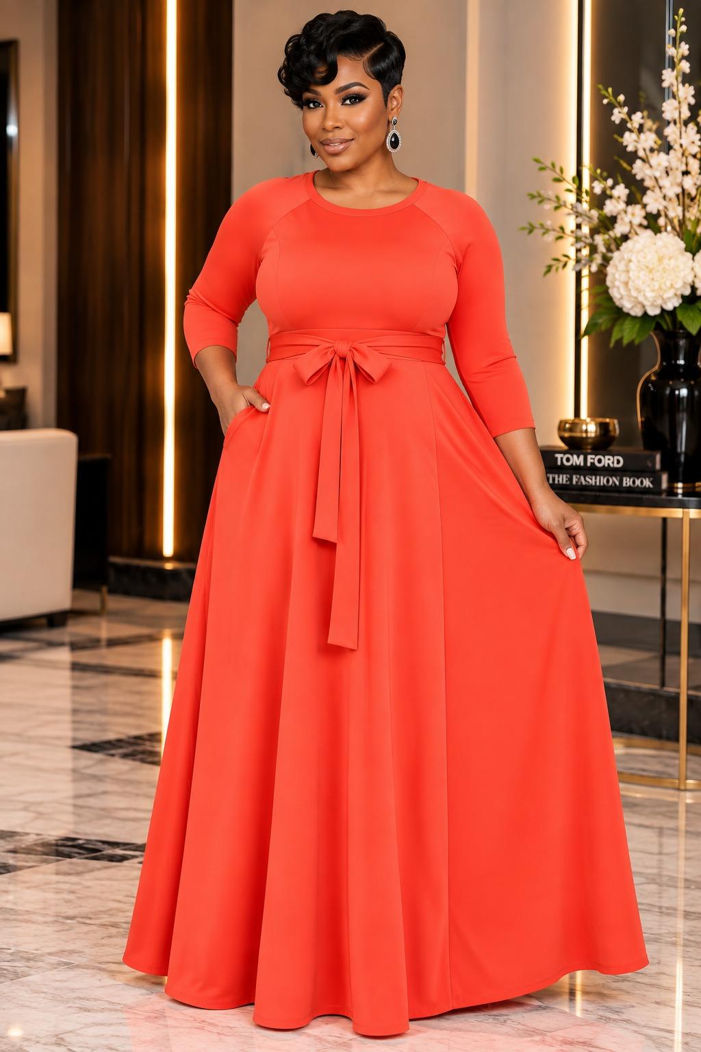 2072CP Plus Size Women Effortless Fit & Flare Maxi Dress (Copy)