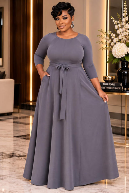2072CP Plus Size Women Effortless Fit & Flare Maxi Dress (Copy)