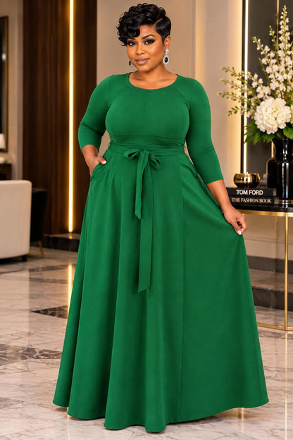 2072CP Plus Size Women Effortless Fit & Flare Maxi Dress (Copy)