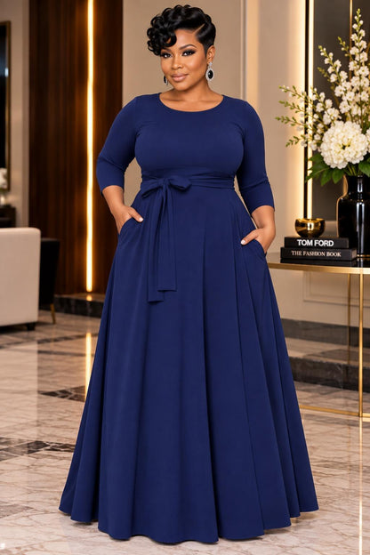 2072CP Plus Size Women Effortless Fit & Flare Maxi Dress (Copy)