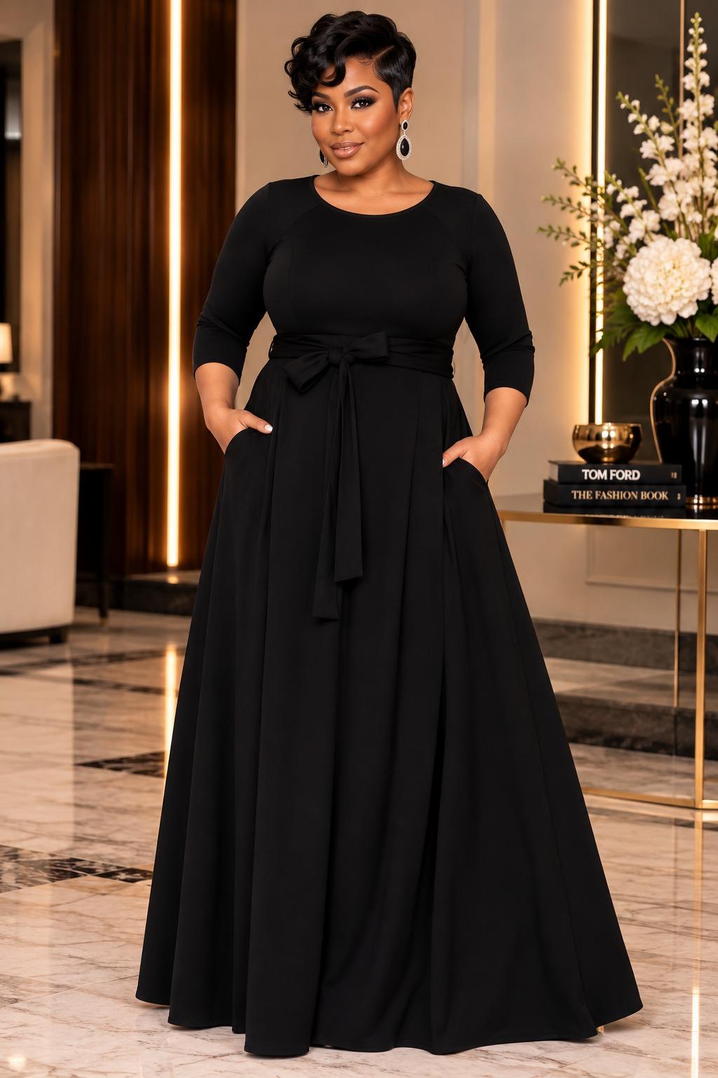 2072CP Plus Size Women Effortless Fit & Flare Maxi Dress (Copy)