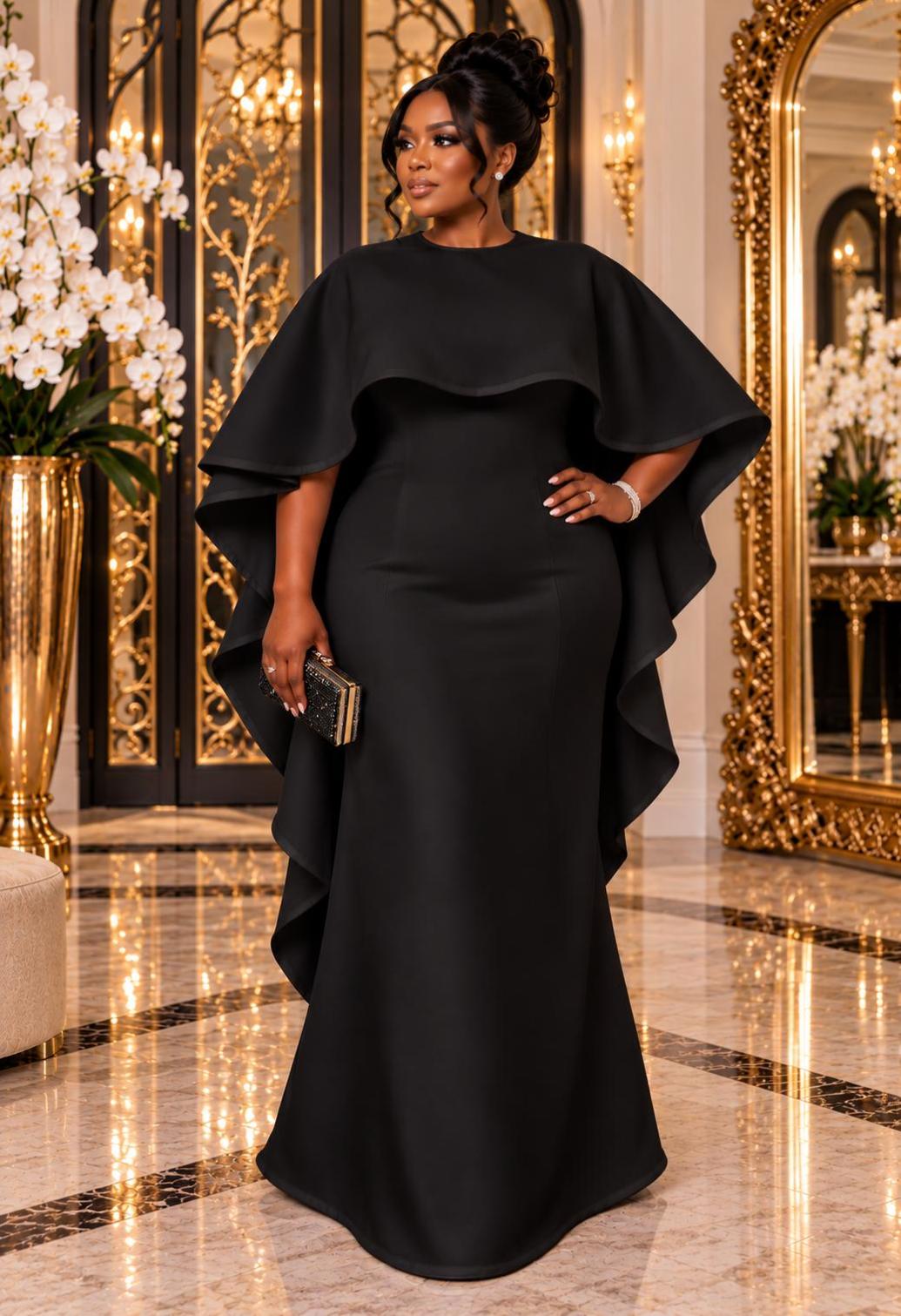 3172 CAPE DRESS PLUS 2 PCS SET